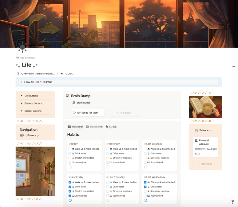 Notion Monthly Pack — For Friends Who Want to Plan Life + School with Ease