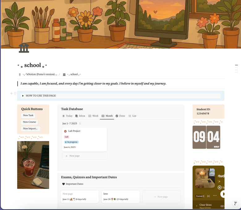 Notion Monthly Pack — For Friends Who Want to Plan Life + School with Ease