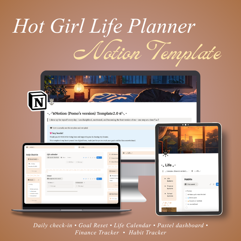 Notion Monthly Pack — For Friends Who Want to Plan Life + School with Ease